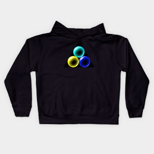 Triangle with Light Blue, Blue and Yellow Glass Balls Kids Hoodie